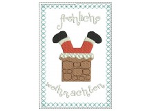 Stickdatei - ITH Postkarte Weihnachtsmann Kamin